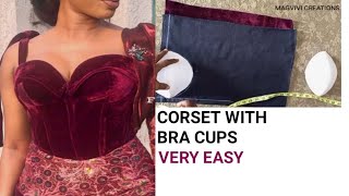 HOW TO SEW CORSET WITH BRA CUPS MAKE CORSET WITH BRA CUPS [upl. by Maureen878]