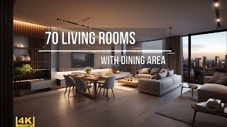 70 Living rooms with dining area open kitchens  4K  Modern design in basic neutral tones [upl. by Natale]