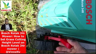 Bosch Rotak Mower How to Set Grass Cutting Height Level on Bosch Rotak mower  Vinneltv [upl. by Tedric]