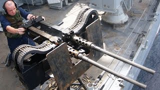 US Sailors Fire the M2 Browning and Twin M2HB • Military Exercises at Sea [upl. by Krystal674]