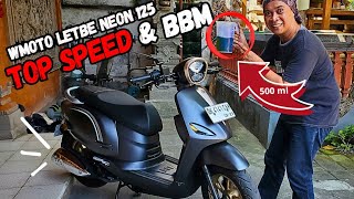 TEST TOP SPEED WMOTO LETBE NEON 125 DAN KONSUMSI BBM  3835info [upl. by Aerehs]