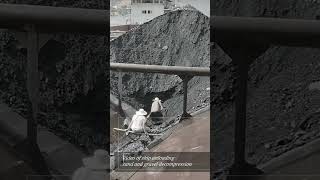 Barge unloading coal and sandstone Relaxing video ship barge cargo [upl. by Arema403]