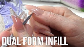 How to do an Infill Using Dual Forms and Acrylic  Nail Tutorial [upl. by Nednerb]