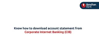 Download Statement  Corporate Internet Banking  Bandhan Bank [upl. by Akinajnat]