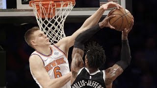 Knicks Bench Scores 70 Points vs Nets Porzingis Blocks 201718 Season [upl. by Zumwalt]