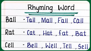 Rhyming words in English four words each  Learn 50 Interesting Rhyming Words  Phonics Rhyming Word [upl. by Nlocnil]