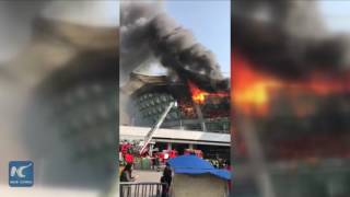 Fire breaks out at Shanghai Hongkou football stadium [upl. by Joscelin]