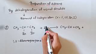 Preparation of alkene By dehalogenation of Vicinal dihalide class 11 [upl. by Ardnoet369]