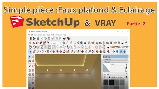 SketchUp Création faux plafond design amp Conception Eclairage Partie 2 [upl. by Giuseppe350]