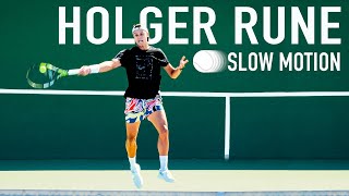 Holger Rune  Forehand amp Backhand Slow Motion 4K 120fps [upl. by Neela]