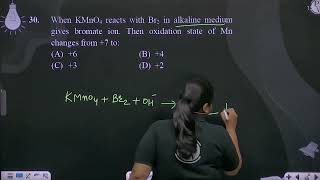 When KMnO4 reacts with Br2 in alkaline medium gives bromate ion Then oxidation state of Mn chan [upl. by Annauj976]