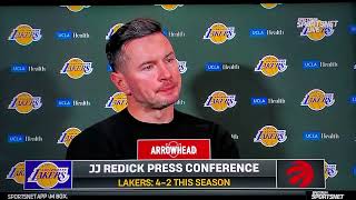 JJ Redick post game interview and highlights after Lakers defeat Raptors 131125 [upl. by Kippie]