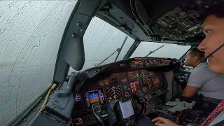 PILOTING BOEING 737800 THROUGH THE WORST WEATHER EVER  THUNDERSTORM RAIN ‼️ [upl. by Riordan]