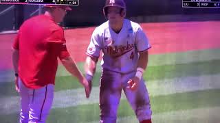 Joshua Overbeek Triple Case Sanderson Nebraska Husker Baseball vs Niagara NCAA Tournament 6124 [upl. by Erdnaid702]