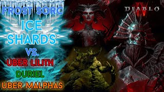 Diablo 4  Ice Shards Sorcerer versus Uber Lilith Duriel Malphas Kill Season 3 [upl. by Leahciam]