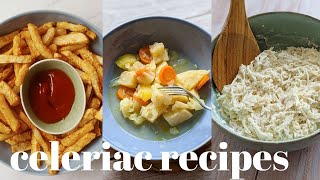 Celeriac Recipes 3 Ways  Celeriac Chips Celeriac Stew Raw Celeriac Salad [upl. by Turoff]