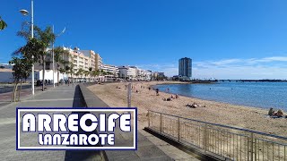 Lanzarote  Arrecife The Capital ► Promenade Beach Marina amp Walking Tour ► In 4k [upl. by Stilla]