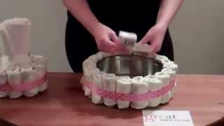 How to make a Nappy Cake  two minute tutorial with printable instruction sheet [upl. by Casteel]