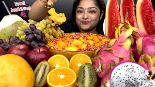 FIRST TIME ON THIS CHANNEL FRUIT MUKBANG 🍇🍎MANGO SAGO WATERMELON APPLE GRAPES DRAGON FRUIT KIWI [upl. by Ahsekat]