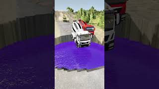 CONCRETE MIXER vs GIANT POTHOLES Shorts TruckFail RoadTripDisasters ConstructionFail [upl. by Torres488]