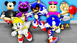 Sonic amp Tails Escape SonicExe Prison Police Family Bobbys Daycare  More [upl. by Kaylil]