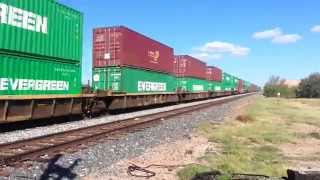 70 MPH Rip Roaring UP Double Stack Train at Monahans Texas [upl. by Lemyt]