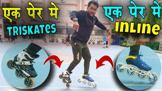 inline with triskates  Experiment  funny skating training  triskates skating  skating videosk8 [upl. by Aiuqenehs]