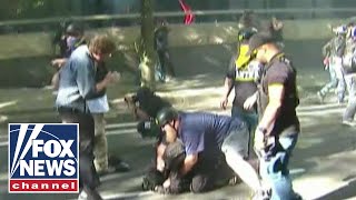 Antifa clashes with Patriot Prayer group in Portland Oregon [upl. by Dorr435]