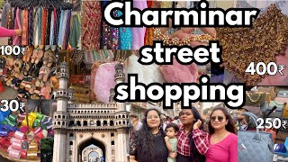 Charminar street shopping  cheapest items  streetshopping charminar budgetshopping jewellery [upl. by Dredi159]