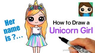 How to Draw a Unicorn Cute Girl Easy [upl. by Elburt237]