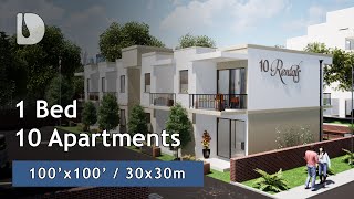 10 Apartments with 1 Bedroom House Tour on 100X100 Plot  DPROdesign [upl. by Llerrud553]