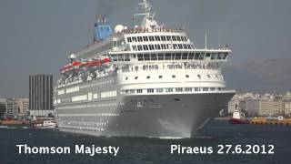 THOMSON MAJESTY departure from Piraeus Port [upl. by Bigg]