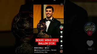 RODRI beats vinicius to win 2024 ballon dor ballondor2024 ballondorwinner shorts [upl. by Landau]