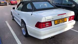 1990 MERCEDES R129 500SL CUSTOM EXHAUST SOUND WITH BIG FLAMES r129 SL500 500SL PREMERGER [upl. by Munsey]