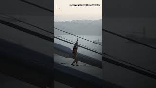 WATCH Slackliner Makes Epic Rope Walk From Asia To Europe  Subscribe to Firstpost [upl. by Roxanna]