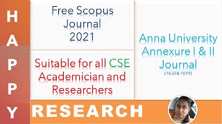 Free Scopus Journal  CSE  Anna Univ Annexure 1 and 2 Journal [upl. by Brose]