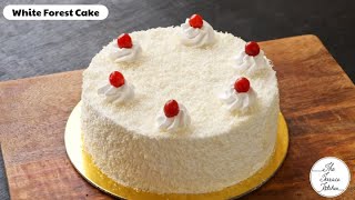 White Forest Cake  Bakery Style Eggless White Forest Cake  The Terrace Kitchen [upl. by Sherl432]