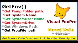 vfp Getenv function  get windows folder path in vfp  system user name in vfp  temp path in vfp [upl. by Whelan]