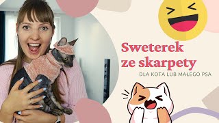 SWETEREK DLA PSA LUB KOTA ZE SKARPETKI  Ubranko dla psa DIY [upl. by Eimerej]