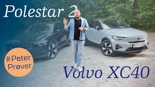 Volvo XC40 vs Polestar 2 ⚡️ Samme platform og alligevel vidt forskellige firmabiler 👀 PeterPrøver [upl. by Nehpets]