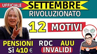 🔴 SETTEMBRE ➜ 12 NOVITà Sì BONUS 150€ 350€ 382€ SAR 💶 INPS PAGA ANTICIPI AUU RDC PENSIONI INVALIDI [upl. by Crandall]