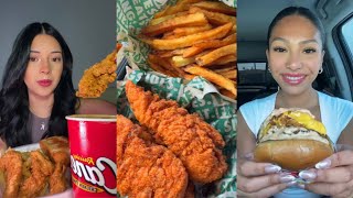 tiktok mukbang compilation pt 6  eating burger wings and fries [upl. by Monahon414]