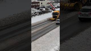 Snowplow clear the slush of road shorts volvo truck snow winter [upl. by Ojadnama]