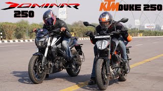 Bajaj Dominar 250 VS KTM Duke 250 Performance Test [upl. by Herzog]