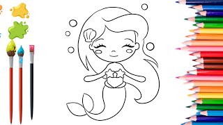 Mermaid Drawing For kids  How To Draw a Mermaid Step by step [upl. by Sky262]