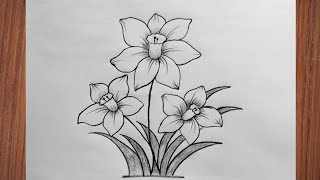 how to draw flower easy step by step  beautiful flowers drawing easy [upl. by Ahens205]