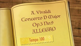 Allegro Op3 No9 from Vivaldis Cello Concerto in D Major Tempo 100 [upl. by Rosemari]