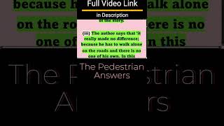 The Pedestrian Workbook Answers ICSE Class 10  The Pedestrian Answers Treasure Chest shorts icse [upl. by Tompkins]