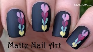 MATTE NAIL ART  Black Nails With Colorful NEEDLE amp DOTTING TOOL Design [upl. by Danielson]