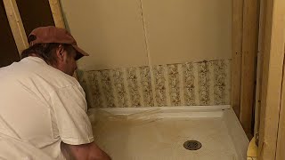 DIY Mobile Home renovation bathtub to walk in showerpart11 [upl. by Loggins]